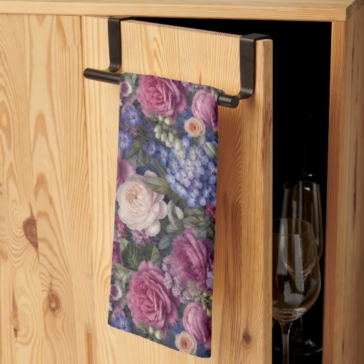 Linge De Cuisine Composition florale dense de jardin anglais (Pliage en tiers)