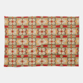 Linge De Cuisine Conception Abstraite de Magnolia avec Fond Rouge (Horizontal)