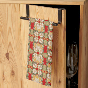 Linge De Cuisine Conception Abstraite de Magnolia avec Fond Rouge