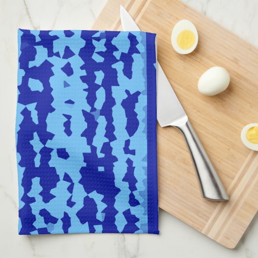 Linge De Cuisine Conception Abstraite Irrégulière Bleu Cyan (Quart Plié)