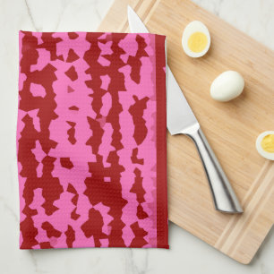 Linge De Cuisine Conception Abstraite Irrégulière Rose Marron Rouge
