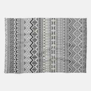 Linge De Cuisine Conception aztèque grise mignonne de motifs