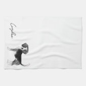 Linge De Cuisine Conception beagle Chien En Noir Et Blanc Avec Nom (Horizontal)
