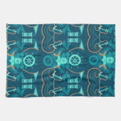 Linge De Cuisine Conception bleue nautique (Horizontal)