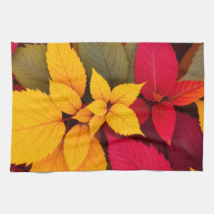 Linge De Cuisine Conception botanique de feuilles d'automne colorée