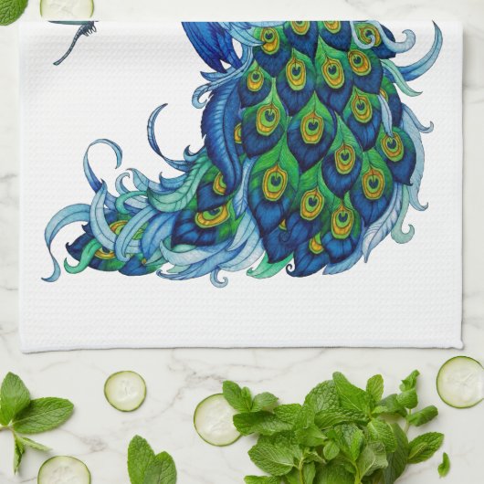 Linge De Cuisine Conception classique de paon et de libellule (Plié)