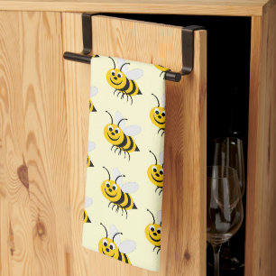 Linge De Cuisine Conception d'abeille sur fond de couleur au choix