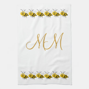 Linge De Cuisine Conception d'abeilles monogrammées