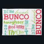Linge De Cuisine Conception d'art de souterrain de Bunco<br><div class="desc">Conception graphique de bunco d'art multicolore de souterrain d'amusement. La couleur d'arrière - plan peut être changée. Featured sont les amis de mots, le bunco, la matrice, le jet, le lancer, le conversation, le rire et les bons temps. Fait un grand et intelligent prix ou cadeau. Grand pour votre prochain...</div>