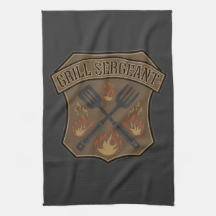 Linge De Cuisine Conception de badge de sergent de grill avec spatu