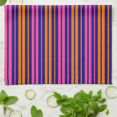 Linge De Cuisine Conception de bandes verticales orange bleu rose (Plié)