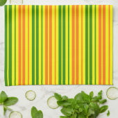 Linge De Cuisine Conception de bandes verticales orange jaune vert (Plié)