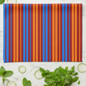 Linge De Cuisine Conception de bandes verticales orange rouge bleu (Plié)