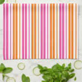 Linge De Cuisine Conception de bandes verticales rose orange blanc (Plié)