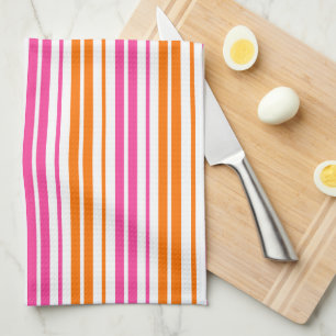 Linge De Cuisine Conception de bandes verticales rose orange blanc