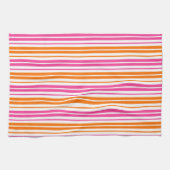 Linge De Cuisine Conception de bandes verticales rose orange blanc (Horizontal)