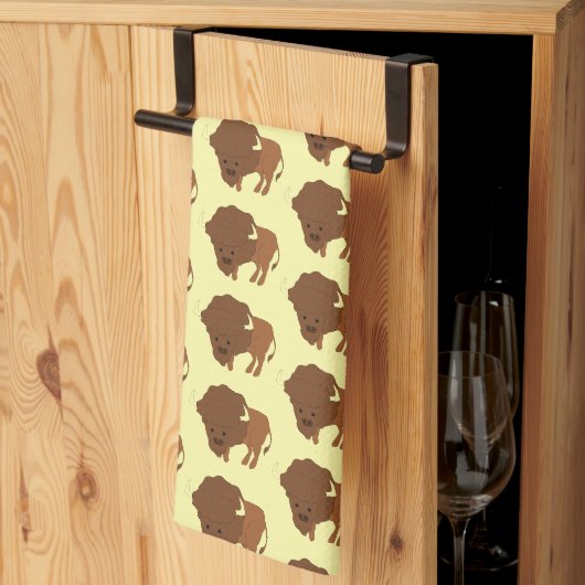 Linge De Cuisine Conception de bison sur fond de couleur au choix (Pliage en tiers)