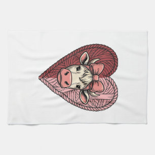 Linge De Cuisine Conception de broderie vintage de fil de coeur de