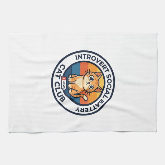 Linge De Cuisine Conception de chat de batterie sociale introverti (Horizontal)