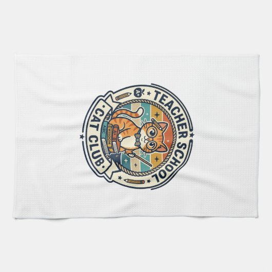 Linge De Cuisine Conception de chat mignon de professeur d'école - (Horizontal)