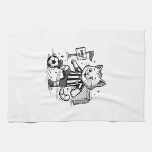Linge De Cuisine Conception de chemise de gravure de chat de footba