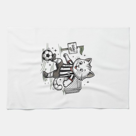 Linge De Cuisine Conception de chemise de gravure de chat de footba (Horizontal)
