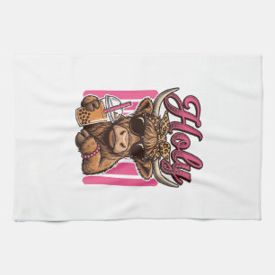 Linge De Cuisine Conception de chemise de thé Boba vintage de vache