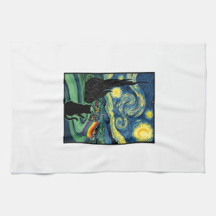Linge De Cuisine Conception de chemise vectorielle de paysage noctu