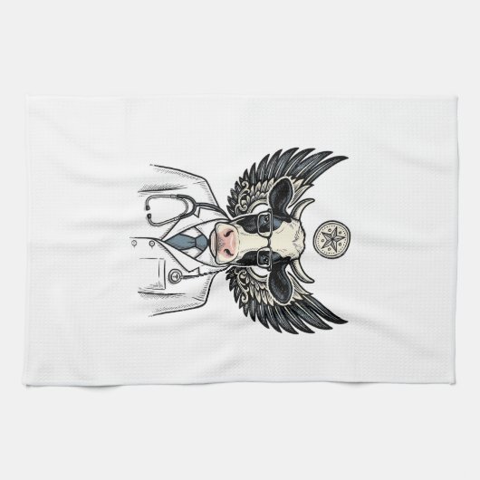 Linge De Cuisine Conception de chemise vectorielle de vache de doct (Horizontal)
