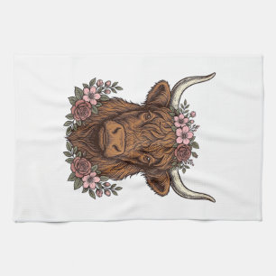 Linge De Cuisine Conception de chemise vectorielle de vache highlan