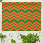 Linge De Cuisine Conception de chevron en zigzag vert orange (Plié)