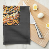 Linge De Cuisine Conception de citrouille de sorcière de squelette (Quart Plié)
