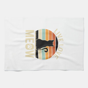 Linge De Cuisine Conception de coucher de soleil de chat vintage Li