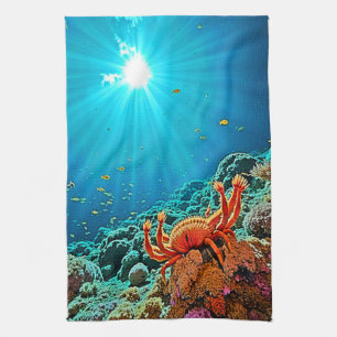 Linge De Cuisine Conception de fantaisie de rayon lumineux océaniqu