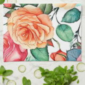 Linge De Cuisine Conception de Fleurs de Jardin de Roses (Plié)