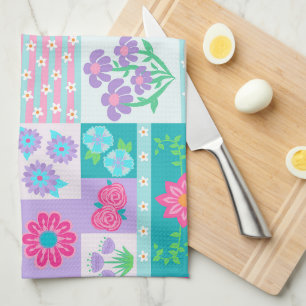 Linge De Cuisine Conception de fleurs vibrantes en fleurs