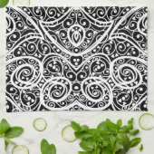 Linge De Cuisine Conception de fond d'amour de cœurs blancs noirs m (Plié)