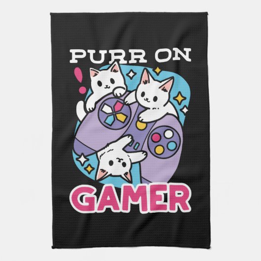 Linge De Cuisine Conception de gamer de chat - Purr sur Gamer Joyst (Vertical)