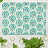 Linge De Cuisine Conception de hibou de couleur menthe sur fond de (Plié)