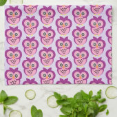 Linge De Cuisine Conception de hibou de couleur violette sur fond d (Plié)