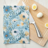 Linge De Cuisine Conception De La Faisée D'Été Sur Bleu (Quart Plié)