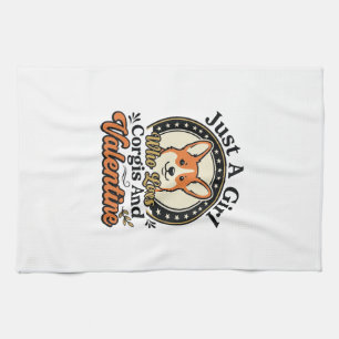 Linge De Cuisine Conception de la Saint-Valentin Corgi pour les ama