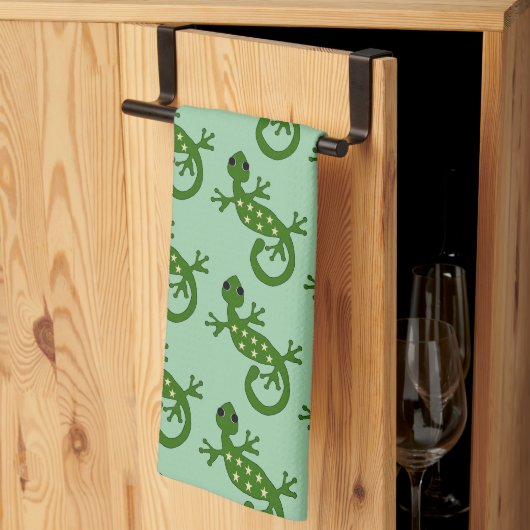 Linge De Cuisine Conception de lézard Gecko sur fond de n'importe q (Pliage en tiers)