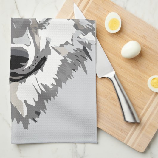 Linge De Cuisine Conception de loup gris (Quart Plié)