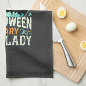 Linge De Cuisine Conception de maison hantée de dame de chat effray (Quart Plié)
