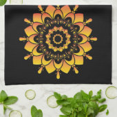 Linge De Cuisine Conception de mandala unique doré (Plié)