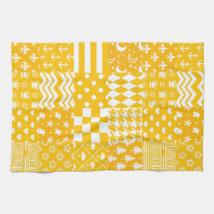 Linge De Cuisine Conception de maquillage Motif mélangé blanc jaune