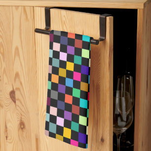 Linge De Cuisine Conception de motif à carreaux de couleurs douces