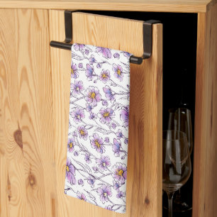 Linge De Cuisine Conception de motif botanique de fleur sauvage vio