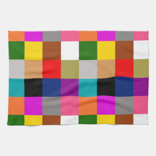 Linge De Cuisine Conception de motif de blocs de couleur audacieux
